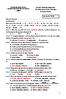 Đề thi thử Đại học môn Hóa học năm 2017 - Mã đề 78910 - Trường THPT Nguyễn Tất Thành (Có đáp án)